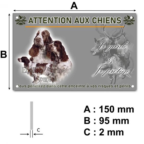 Plaque Trois English Springer Spaniels avec décor graphique