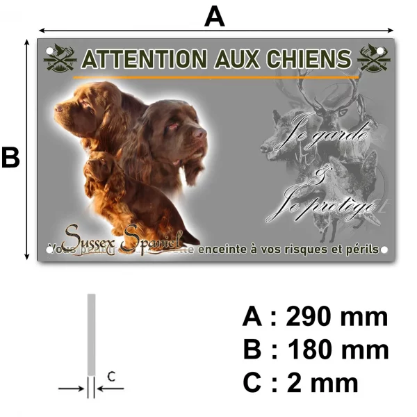 Pancarte Trois Sussex Spaniels en gros plan sur fond clair