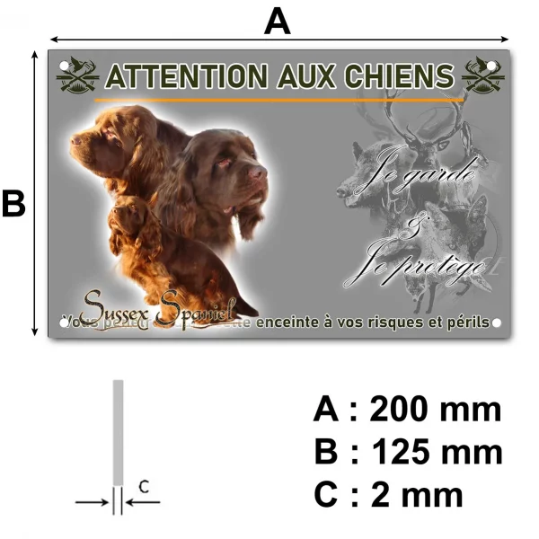 Panneau Trois Sussex Spaniels en gros plan sur fond clair