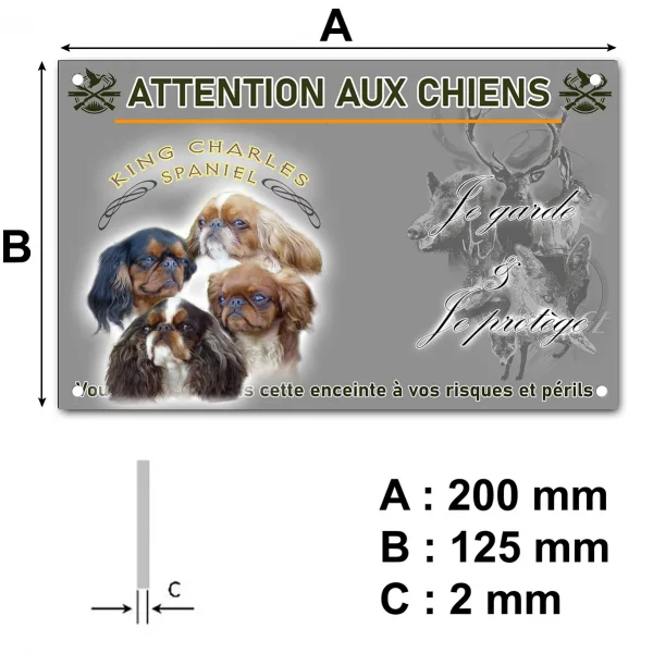 Panneau Quatre chiens King Charles Spaniel sur fond noir