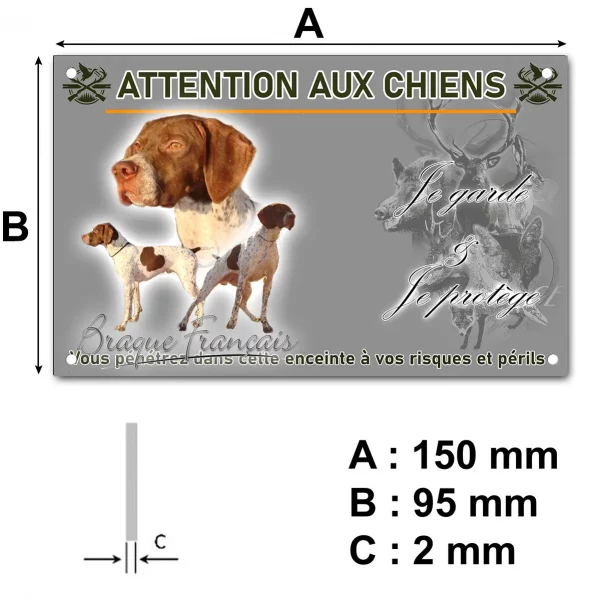Plaque Braque Français : 3 chiens