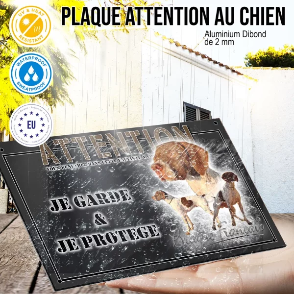 Panneau chien de garde Braque Français : 3 chiens