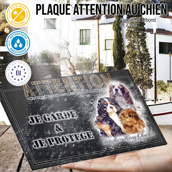 Panneau chien de garde Quatre Cavalier King Charles en portrait