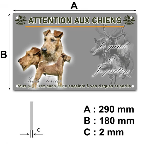 Pancarte Trois Irish Terriers deux têtes et un chien entier