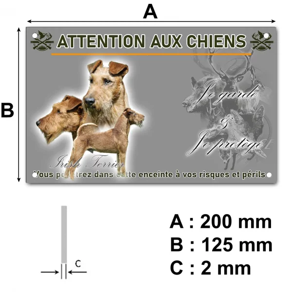 Panneau Trois Irish Terriers deux têtes et un chien entier