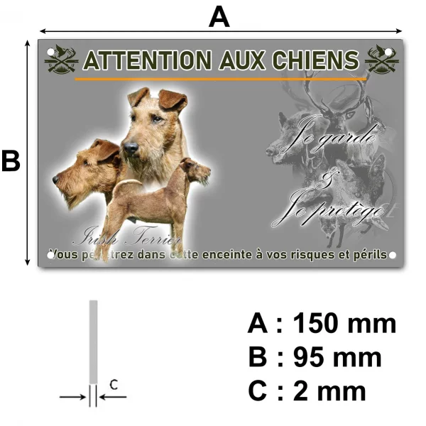 Plaque Trois Irish Terriers deux têtes et un chien entier