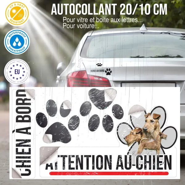 Plaque chien de garde Trois Irish Terriers deux têtes et un chien entier