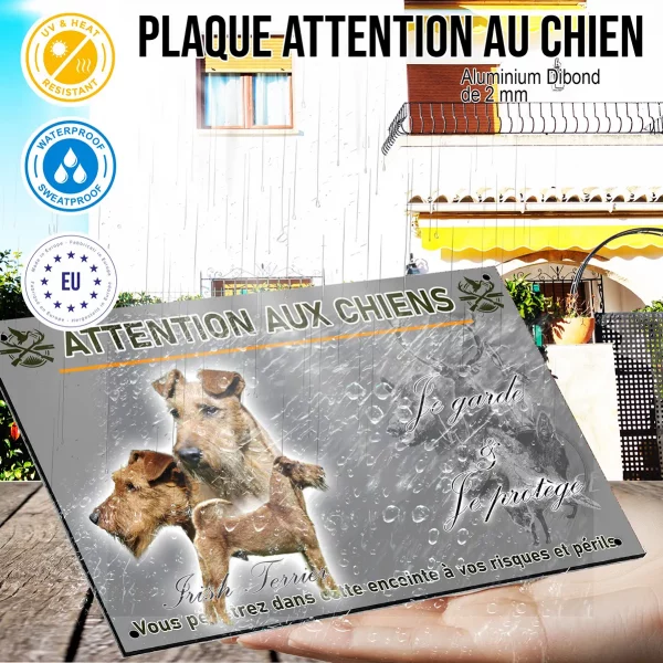 Panneau Trois Irish Terriers deux têtes et un chien entier