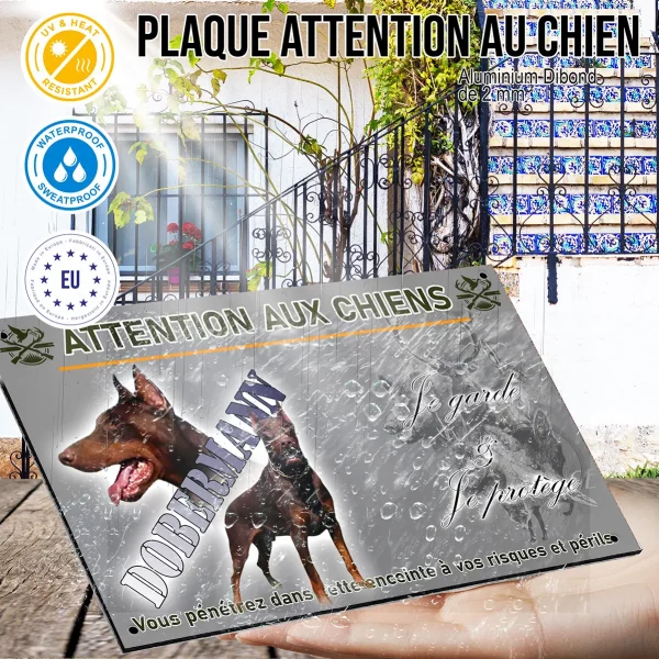 Panneau Image de deux Dobermanns avec texte