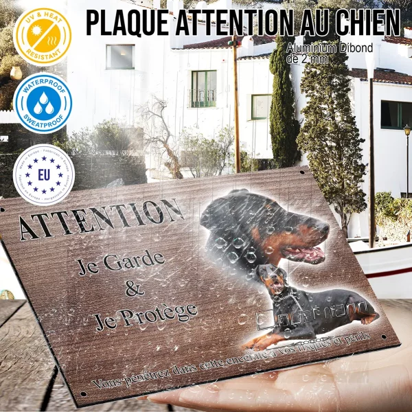 Panneau attention au chien Deux Dobermans