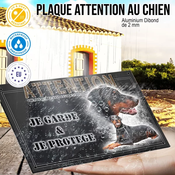 Panneau chien de garde Deux Dobermans