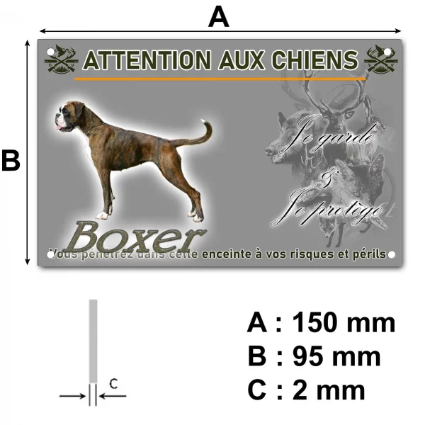 Plaque Boxer en profil avec texte 'Boxer' en bas