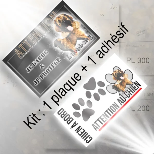 Plaque chien de chasse Un Leonberg avec un arrière plan coloré