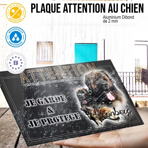 Panneau chien de garde Collage de chiens Léonberg avec un fond coloré