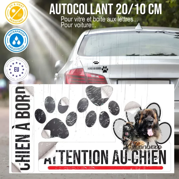 Plaque chien de garde Collage de chiens Léonberg avec un fond coloré