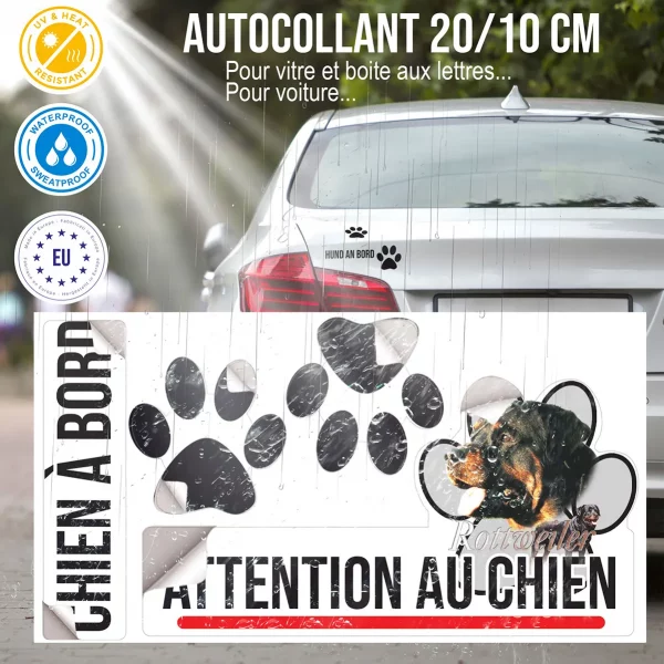 Plaque chien de garde Image d'un Rottweiler avec texte