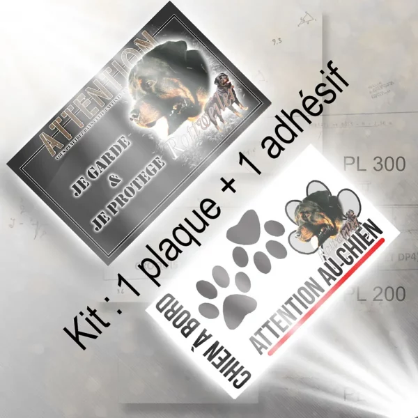 Plaque chien de chasse Image d'un Rottweiler avec texte