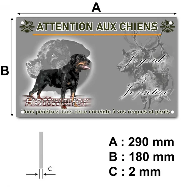 Pancarte Illustration d'un Rottweiler avec visage et corps