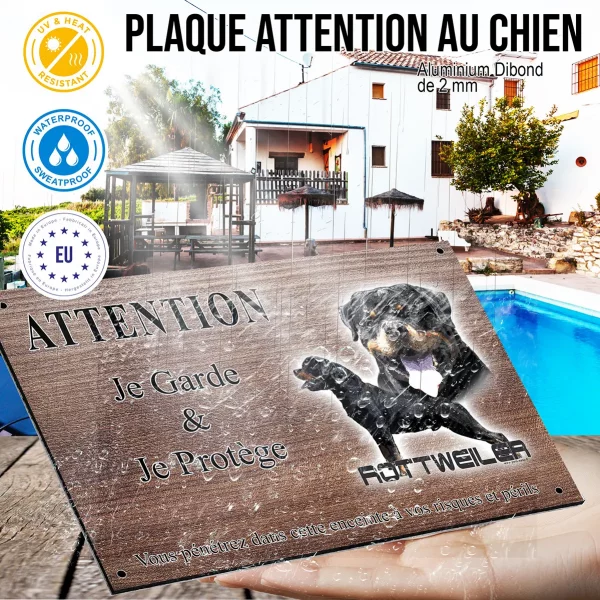 Panneau attention au chien Illustration de deux Rottweilers avec le texte Rottweiler