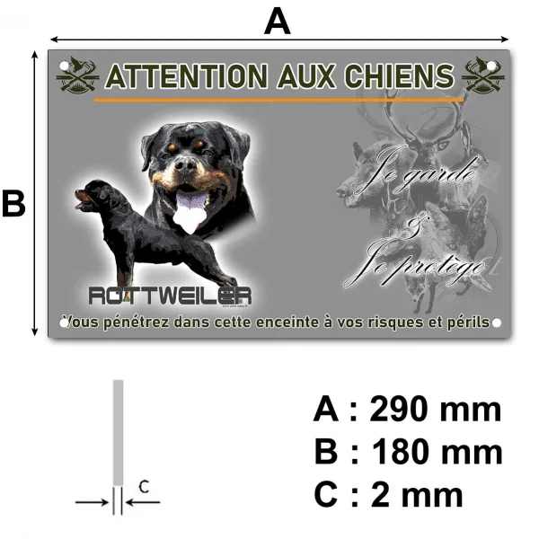 Pancarte Illustration de deux Rottweilers avec le texte Rottweiler