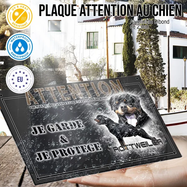 Panneau chien de garde Illustration de deux Rottweilers avec le texte Rottweiler