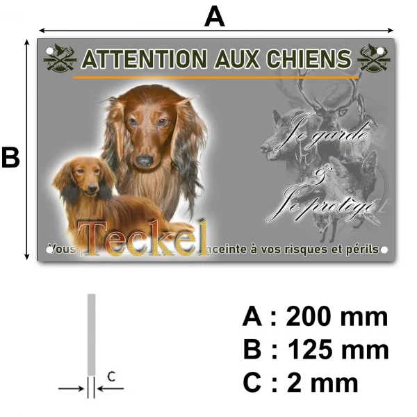 Panneau Visuel de deux Teckels à poil long avec le texte Teckel