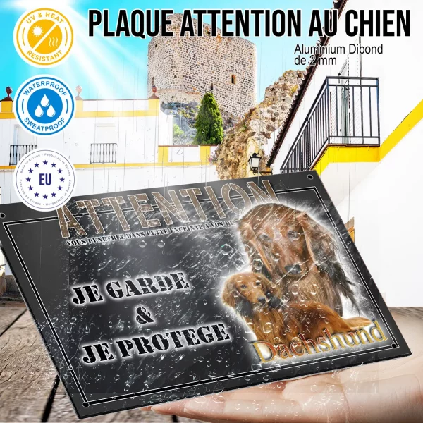 Panneau chien de garde Deux Dachshunds au pelage brun