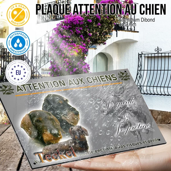 Panneau Visuel de Teckels avec têtes et un chien entier