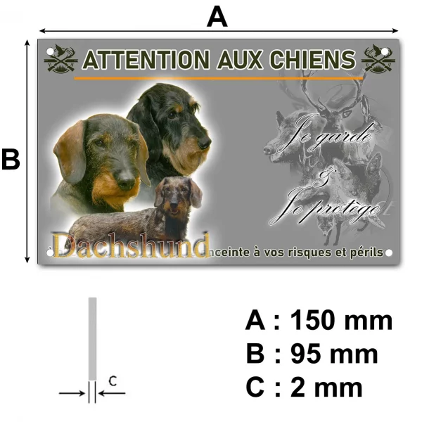 Plaque Trois Dachshunds avec différents angles de vue