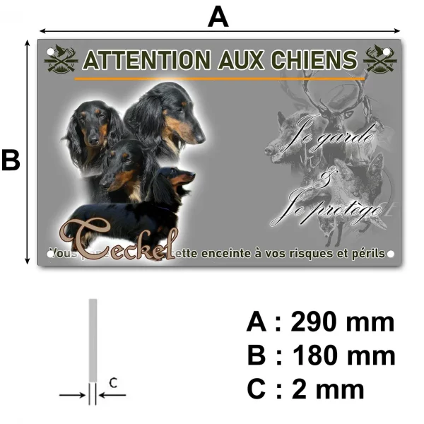 Pancarte Quatre Teckels avec longs poils et un en entier