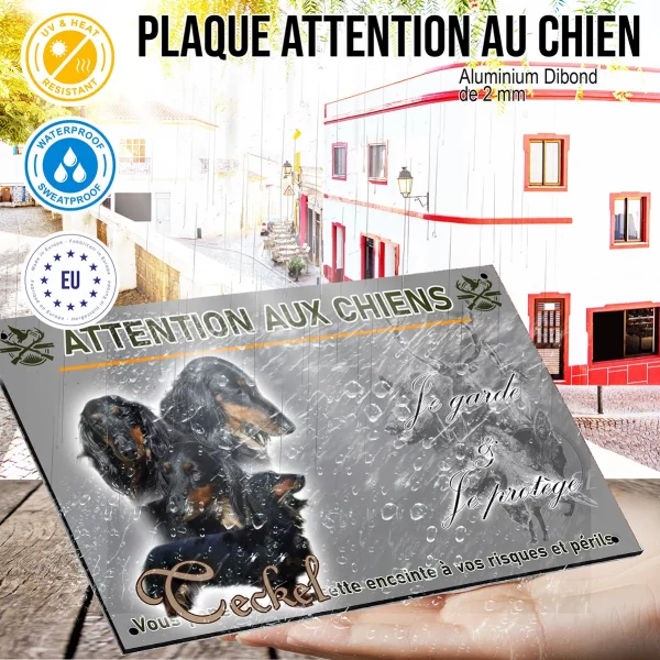 Panneau Quatre Teckels avec longs poils et un en entier