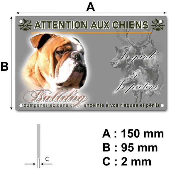 Plaque Bulldog en gros plan avec texte