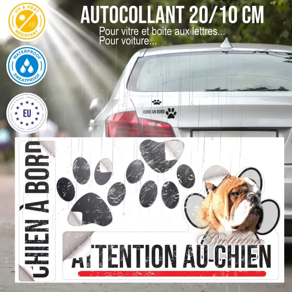 Plaque chien de garde Bulldog en gros plan avec texte