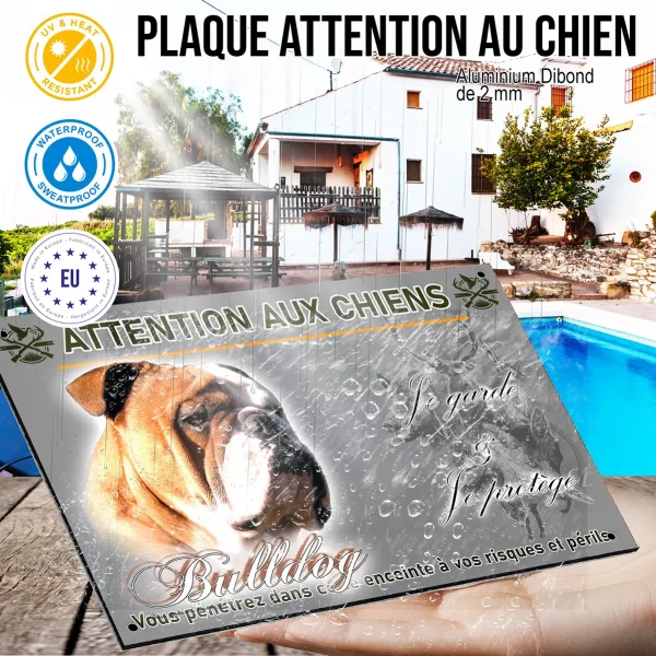 Panneau Bulldog en gros plan avec texte