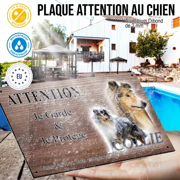Panneau attention au chien Deux collies