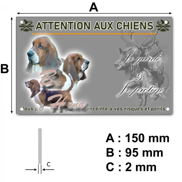 Plaque Visuel de Basset Hound avec trois chiens