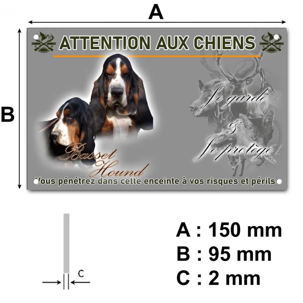 Plaque Deux Basset Hounds avec un fond coloré