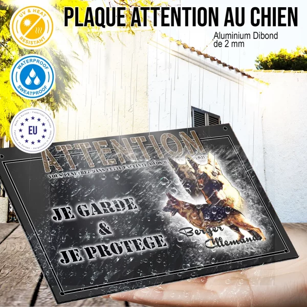 Panneau chien de garde Illustration d'un berger allemand avec texte