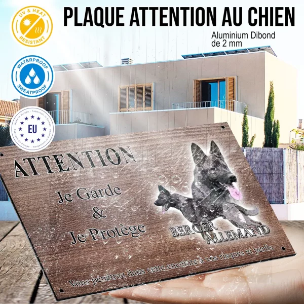 Panneau attention au chien Illustration de deux chiens Berger Allemand