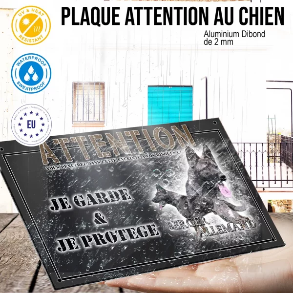 Panneau chien de garde Illustration de deux chiens Berger Allemand