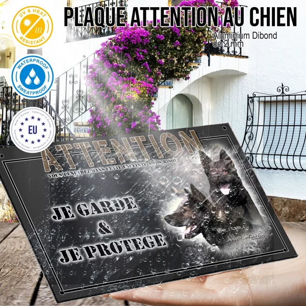 Panneau chien de garde Illustration de 3 Bergers Allemands en détail