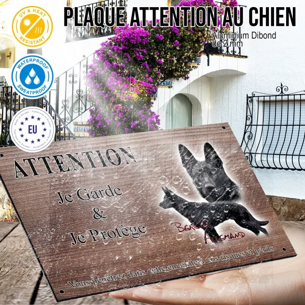 Panneau attention au chien Illustration de deux Bergers allemands