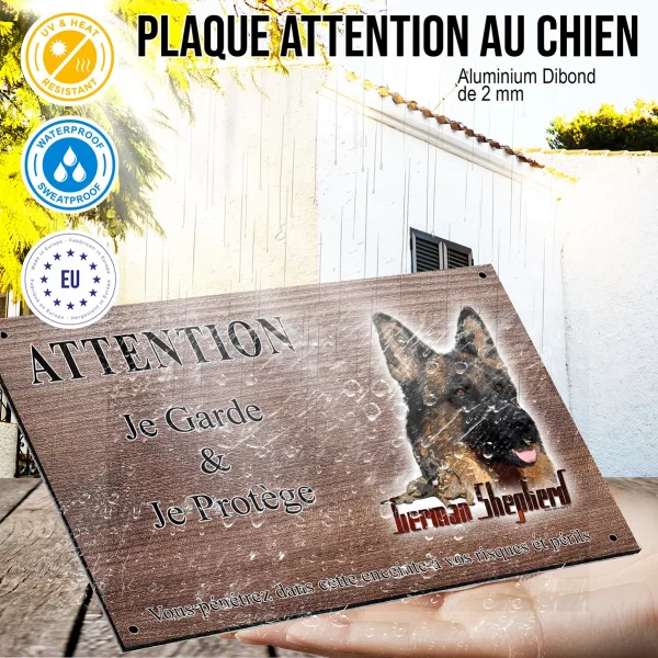 Panneau attention au chien Illustration d'un Berger Allemand avec un chiot