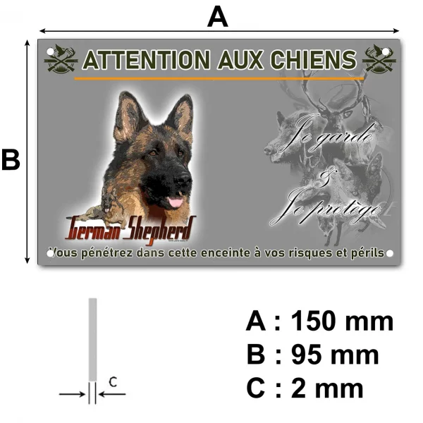 Plaque Illustration d'un Berger Allemand avec un chiot