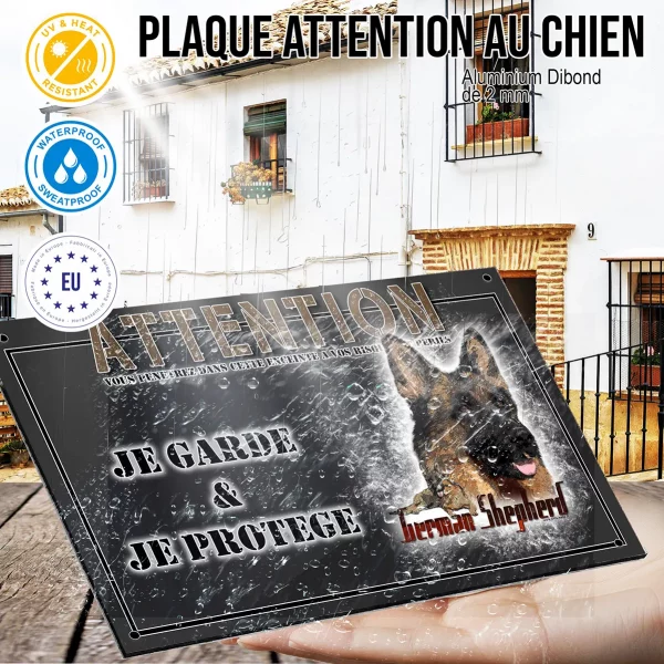 Panneau chien de garde Illustration d'un Berger Allemand avec un chiot