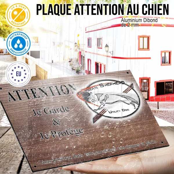 Panneau attention au chien Logo d'un Chien de Berger Allemand en mouvement