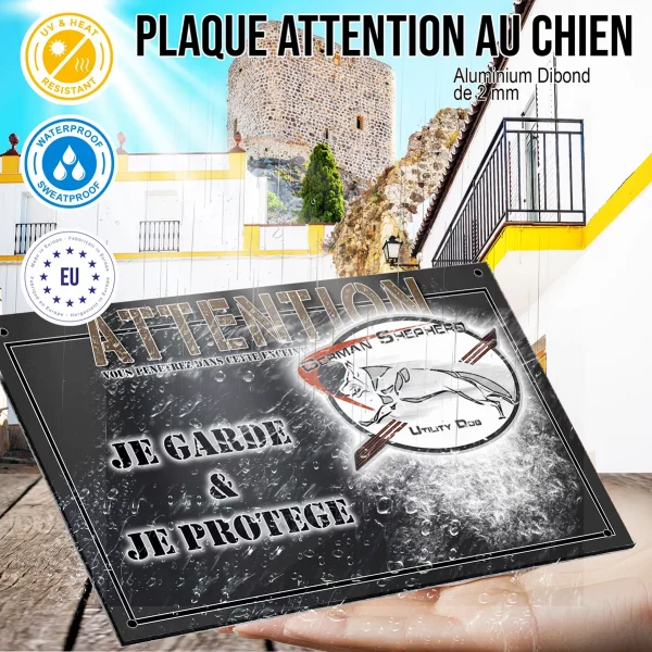 Panneau chien de garde Logo d'un Chien de Berger Allemand en mouvement