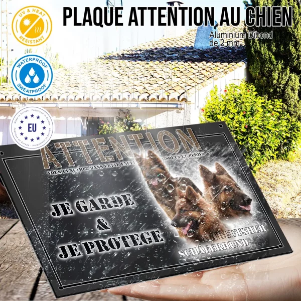 Panneau chien de garde Trois portraits d'Altdeutscher Schäferhund sur fond flou