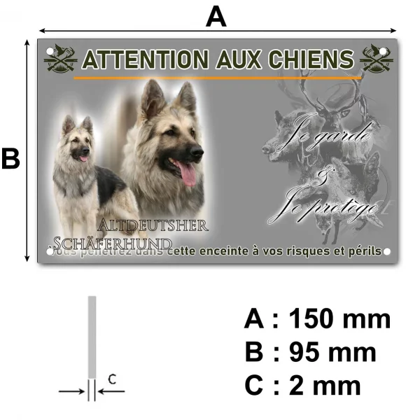 Plaque Altdeutscher Schäferhund en portrait et en profil