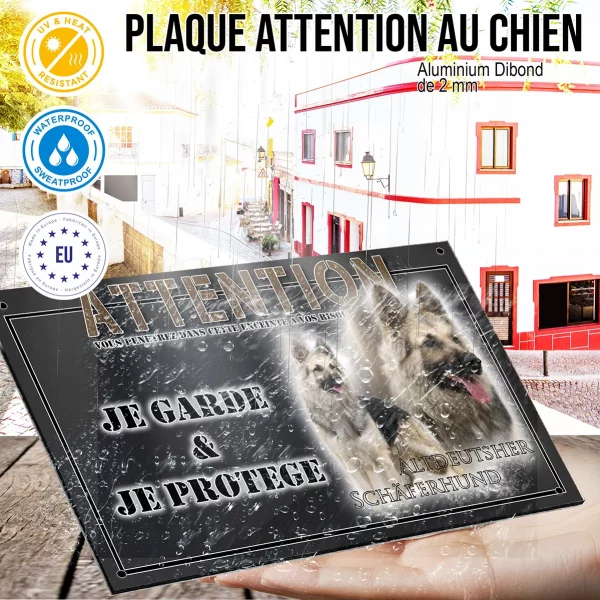 Panneau chien de garde Altdeutscher Schäferhund en portrait et en profil